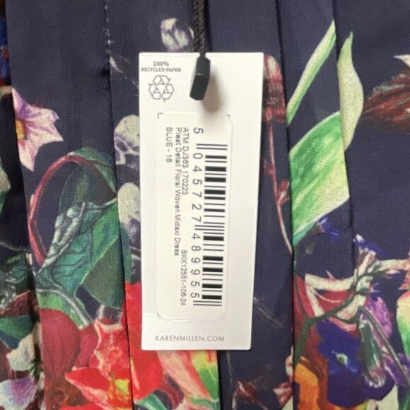 Karen Millen Pleated Detail Woven Floral Mixed Midaxi Dress Size 12 New - Picture 13 of 16